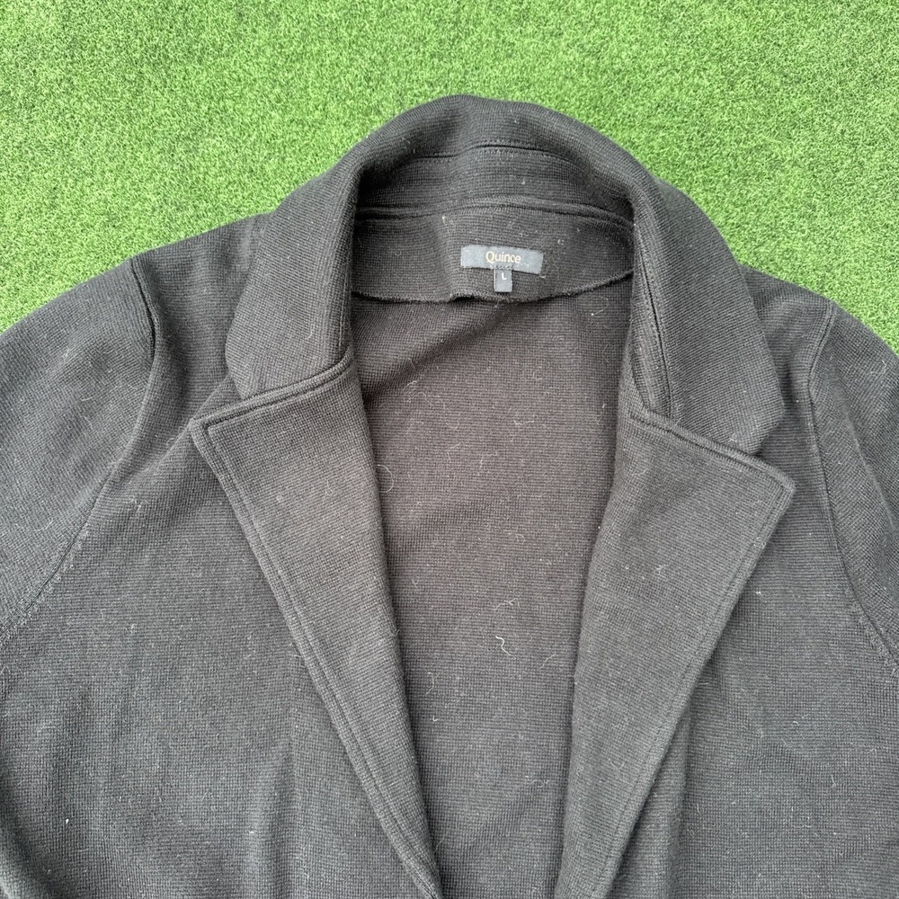 Quince Women Cotton Cocoon Coat Black Outerwear L NICE! Pea Coat - Picture 2 of 12